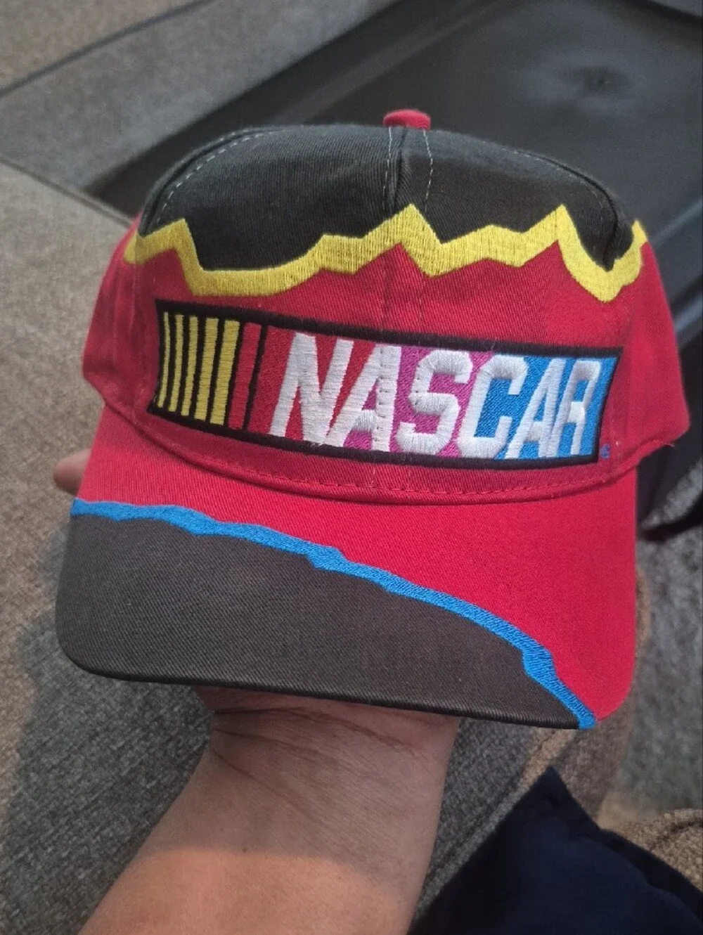 Nascar. Chase Red Black Kids Racing Hat with Yellow and Blue Accents